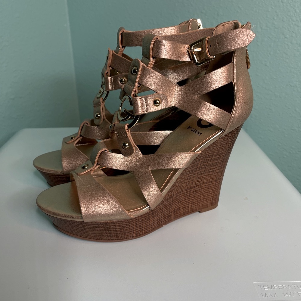Guess Rose gold wedges, size 7, never worn, perfect condition